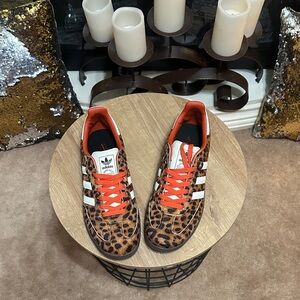 adidas Leopard Print Sneakers with Orange Accents